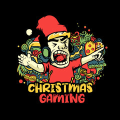 Fototapeta na wymiar Christmas gaming doodle art