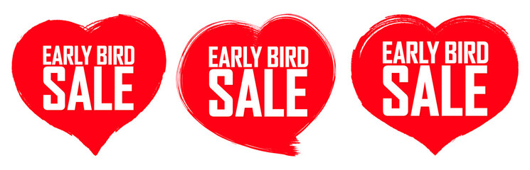 Set Early Bird Sale banners, discount tags design template, grunge brush,  vector illustration