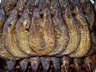 Smoked and dried fish in lacal market