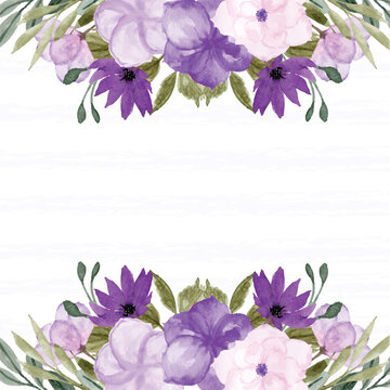 spring floral border with pretty purple flower