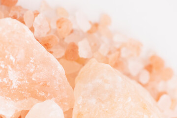 Fototapeta na wymiar Natural and coarse pink Himalayan salt crystal rocks