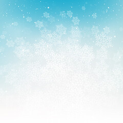 Christmas background with winter snowflakes on blue