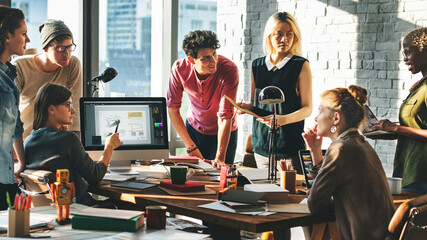 Colleagues brainstorming in a meeting