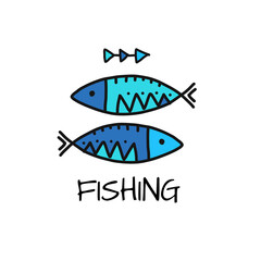 Fishing logo. Fish sketch for your design