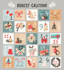 Festive Hand drawn advent calendar