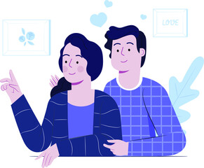 couple looking at the camera flat design illustration