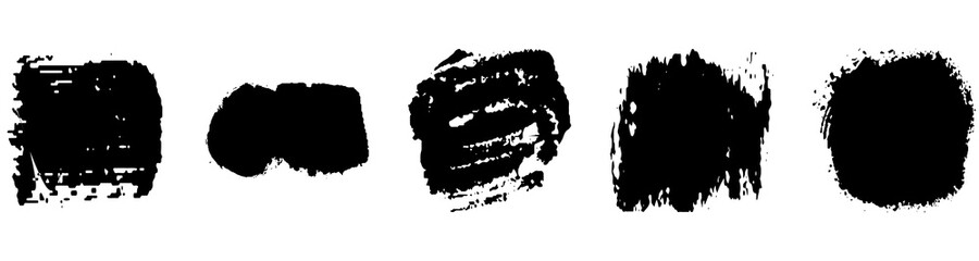 Obraz premium A set of grunge brushes. A collection of ink stains, smudges. Abstract paint strokes isolated on a white background