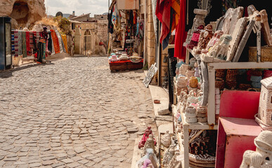 Panoramic view of souvenir street in Turkey