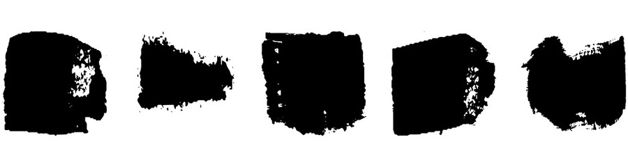 A set of grunge brushes. A collection of ink stains, smudges. Abstract paint strokes isolated on a white background