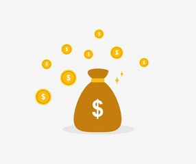 design about money bag and coin icon
