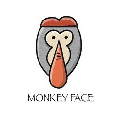 Funny monkey face. Sketch for your design. Childish style