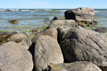 Large stones at Baltic sea shore