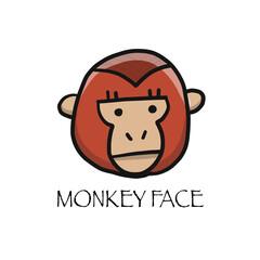 Funny monkey face. Sketch for your design. Childish style