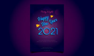 Happy New year 2021 Party Poster vector design