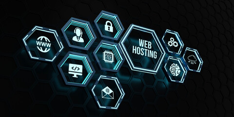 Internet, business, Technology and network concept. Web Hosting. The activity of providing storage space and access for websites