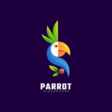 Vector Logo Illustration Parrot Gradient Colorful Style.