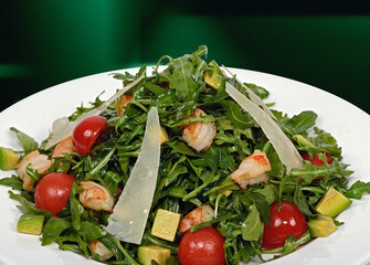 arugula, avocado and shrimp salad