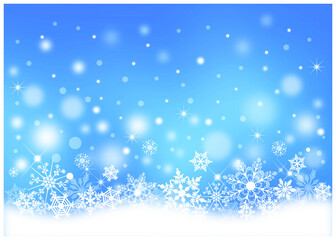 クリスマス_雪の結晶_ブルー背景