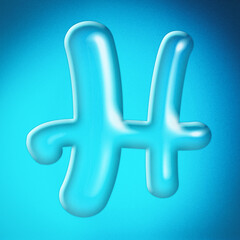 Water letter A alphabet clear water letter. 3D Rendering