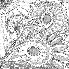Doodling, anti-stress coloring pages for adults.