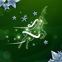 White decorative reindeer on a green background