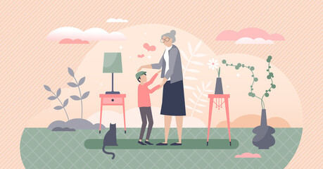 Grandmother with grandson as loving togetherness time tiny person concept