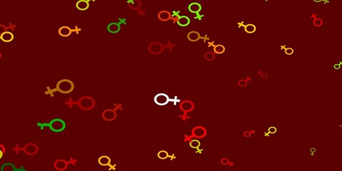 Light Green, Red vector background with woman symbols.