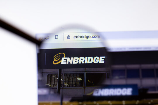 Los Angeles, California, USA - 20 March 2020: Enbridge company logo on website page close-up on screen, Illustrative Editorial