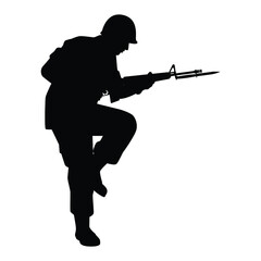 Soldier with rifle gun silhouette vector	
