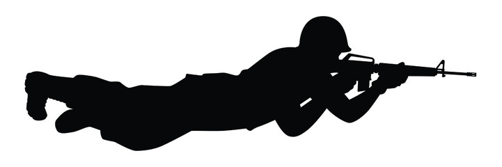 Soldier with rifle gun silhouette vector	
