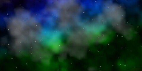 Dark Blue, Green vector texture with beautiful stars.