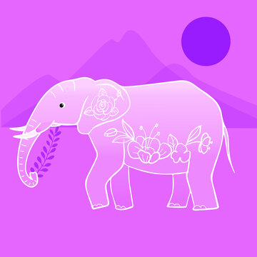 pink elephant, minimalism in boho style