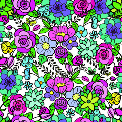 seamless pattern with flowers, Fabric, kraft paper, print

