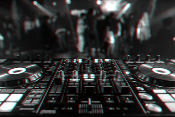 professional DJ mixer controller for mixing music in a nightclub