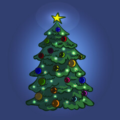 christmas tree on a blue background