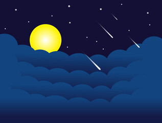 Obraz na płótnie Canvas Blue sky and moon in the night