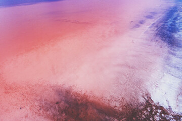 Surface of Pink Salt lake. View from above. Abstract nature background