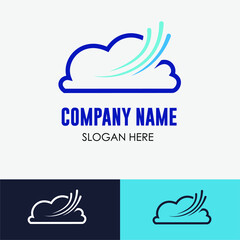 cloud icon logo in line art style. technology data storage concept logo template