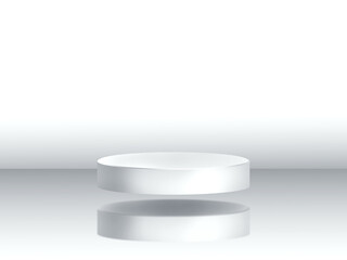 Mockup the abstract geometric white podium for product presentation, white background, 3d render, 3d illustration 