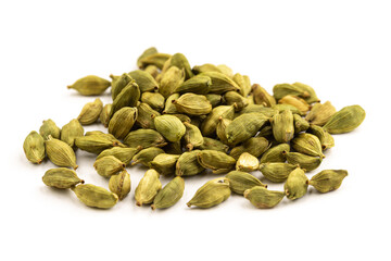 Isolated heap of cardamom on the white background