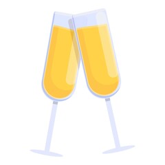 Champagne cheers icon. Cartoon of champagne cheers vector icon for web design isolated on white background