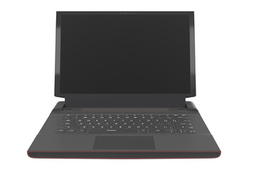 3d rendering of modern gaming laptop with rgb lights isolated on white