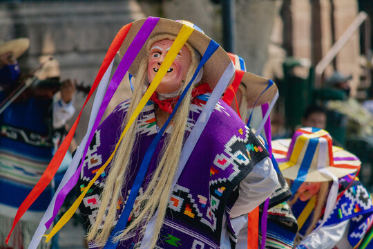 Traditional dance of the old men in the main square of Morelia, Mexico