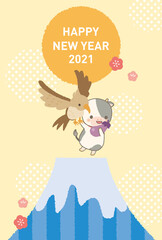 年賀状　2021　イラスト　丑年　かわいい