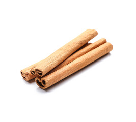 Cinnamon sticks on white background