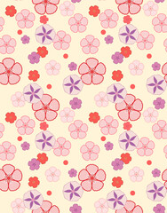 Japanese Sweet Flower Vector Seamless Pattern
