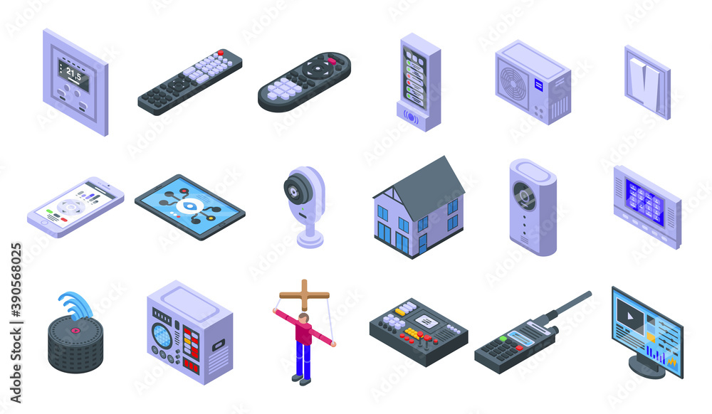 Poster control icons set. isometric set of control vector icons for web design isolated on white background