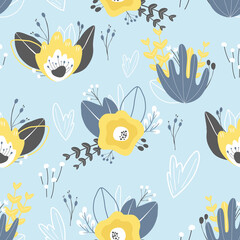 Vector modern seamless pattern in floral style