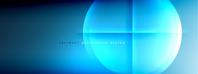 Vector abstract background - circle and cross on fluid gradient with shadows and light effects. Techno or business shiny design templates for text