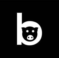 Letter B with pork combination logo concept
